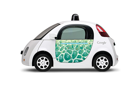 Google 網頁的主題設計在無人駕駛車上